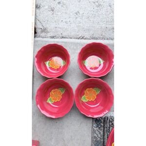 Temptations Set of 4 Ramekins Poppy Passion Red Ovenware Bowls